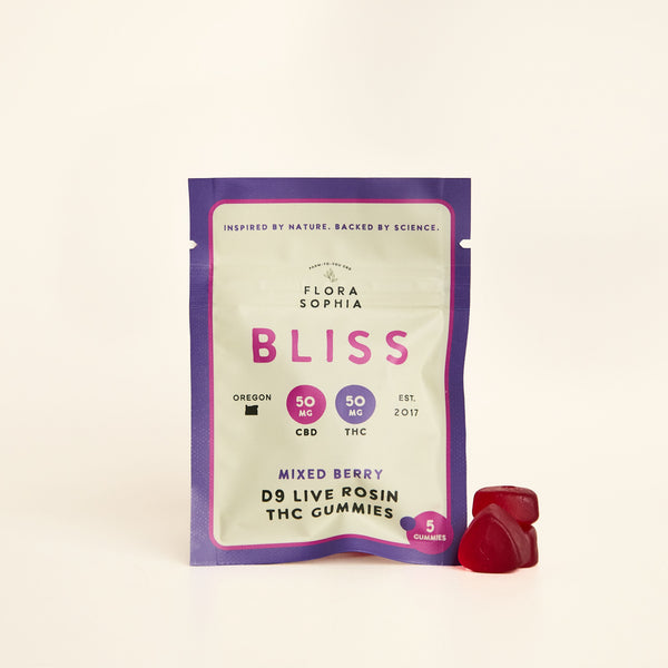 BLISS THC + CBD Live Rosin Gummies 5 Pack – Flora Sophia Botanicals